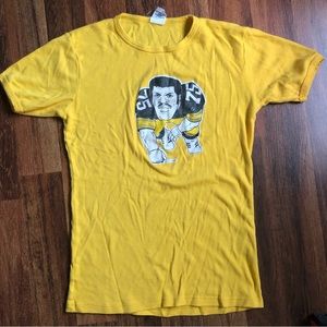 Vintage Rare Mean Joe Greene yellow 1979 Pittsburgh Steelers T-shirt 🖤💛🏈